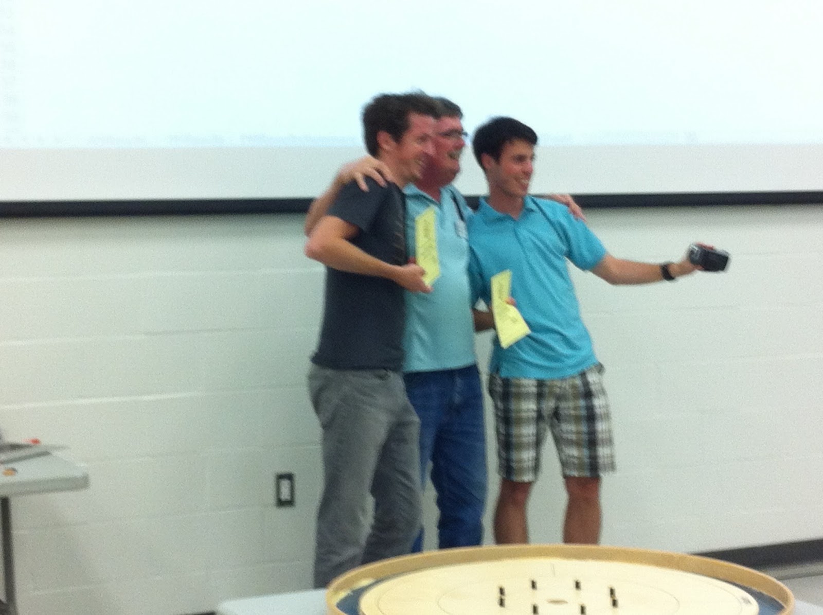 Matt Brown, left, and Nathan Walsh, right, accepting their prizes as A group semifinalists.